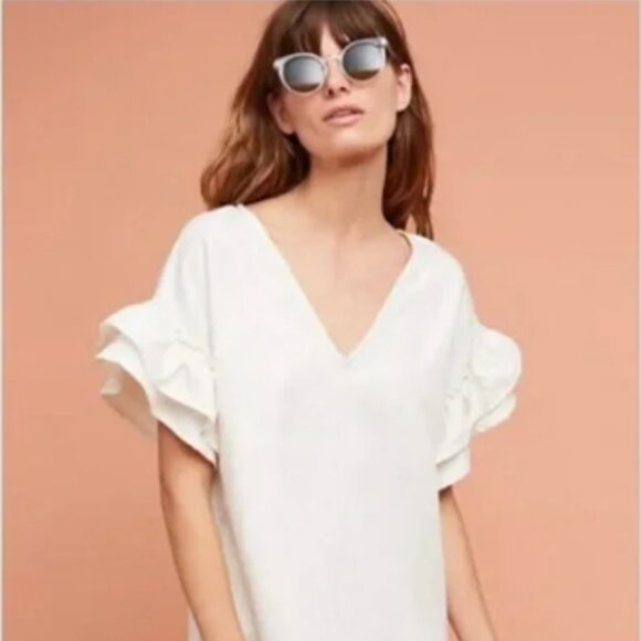 Maeve by Anthropologie "Lottie" Fluttered Tunic Dress / swim cover up - Picture 1 of 8